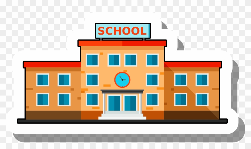 School Building Escuela Ilration Cartoon Stickers - Cartoon School ...