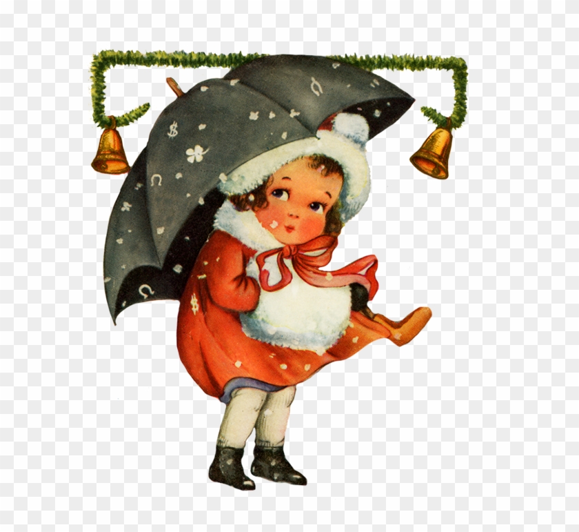 Vintage Christmas Clip Art Girl Snow - Vintage Christmas Update Clip Art #289546