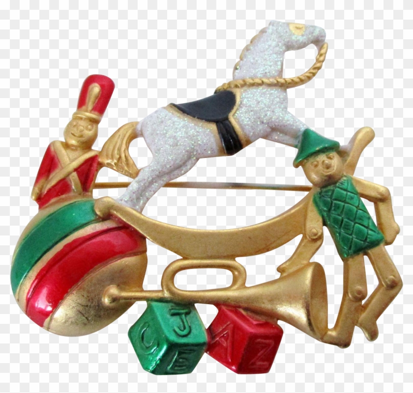 Ajc Christmas Toys And Rocking Horse Pin Vintage - Push & Pull Toy #289586