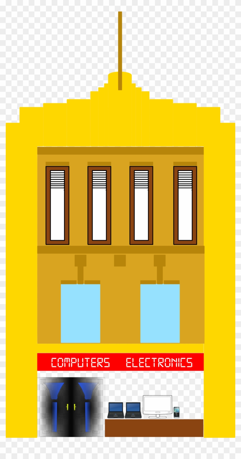 Bulding Clipart Commercial Building - Yellow Building Hd Png #290219