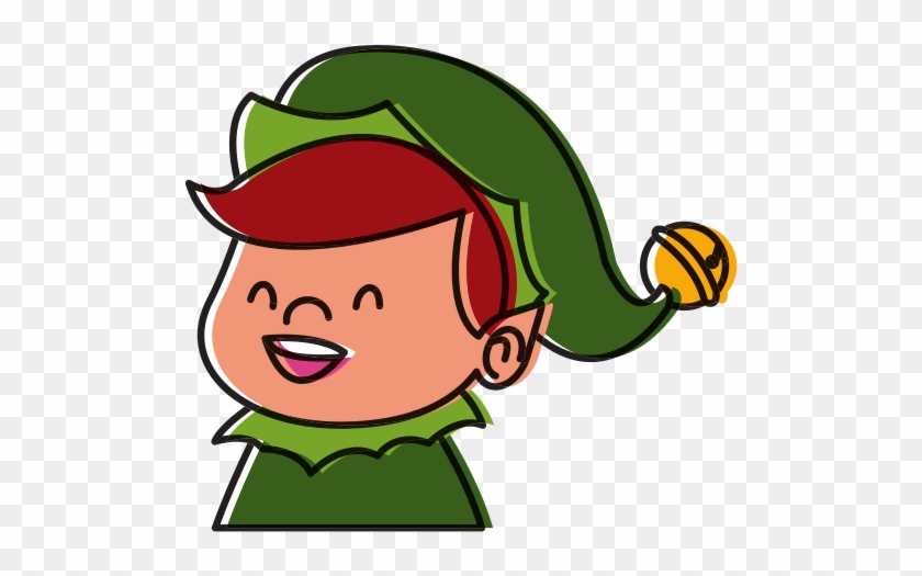 Cute Elf Face Christmas Cartoon - Cartoon #290217