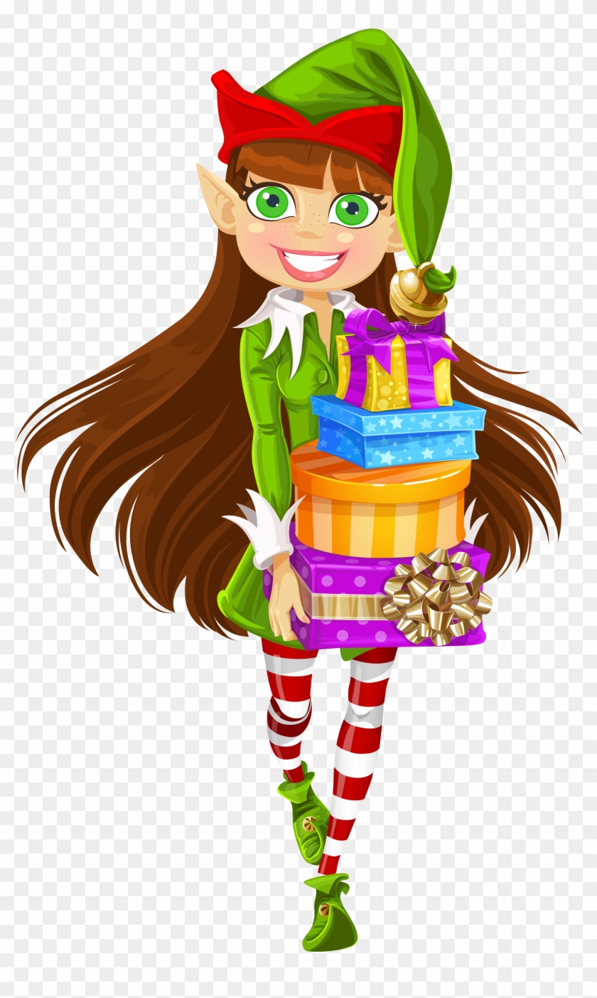 Girl Christmas Elves Clipart - Girl Elf #290273