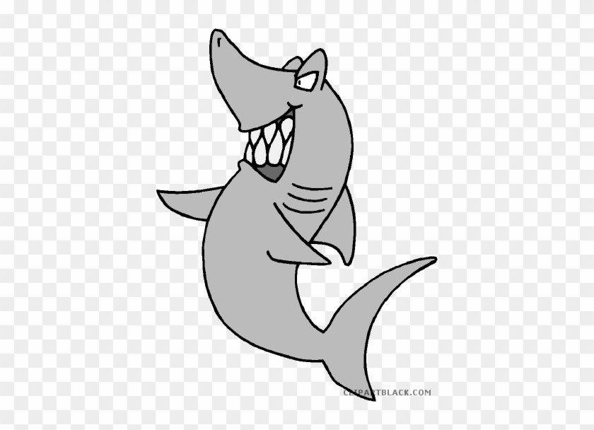 Grey Shark Animal Free Black White Clipart Images Clipartblack - Cartoon Angry Shark Transparent #290451