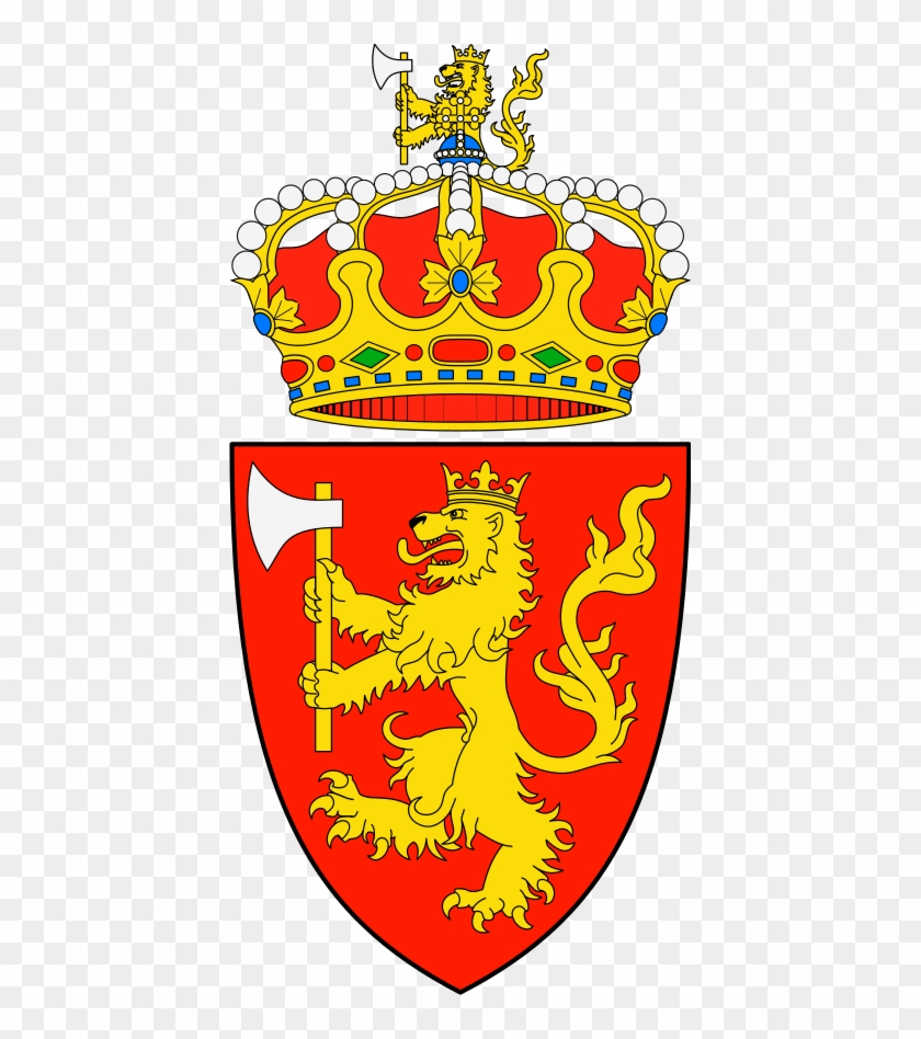De Gules, León Coronado De Oro Sosteniendo Un Hacha - Escudo Actual De Noruega #290563