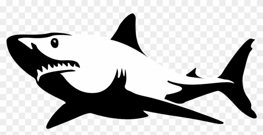 Shark Jaws Sea Fish Ocean White Shark Shar - Black And White Shark #290579