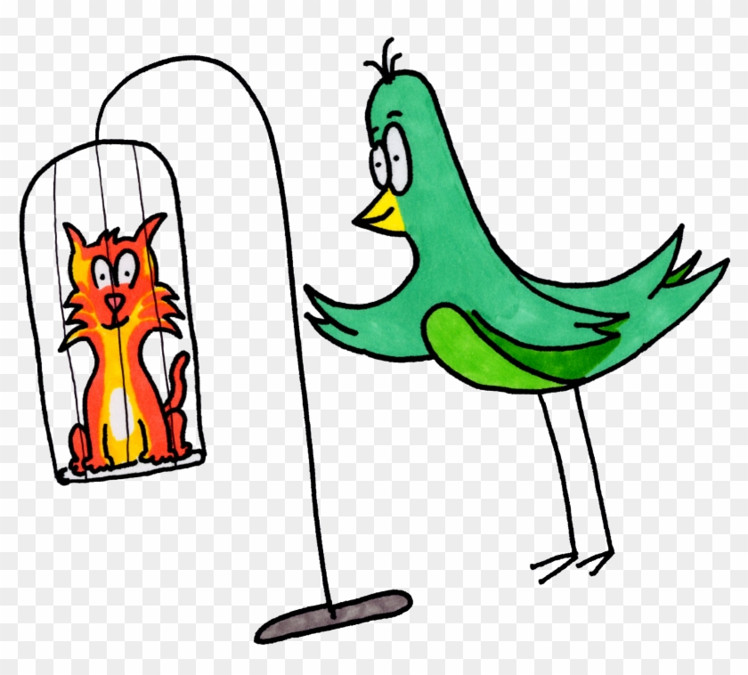 Cat In Bird Cage - Cartoon #290584