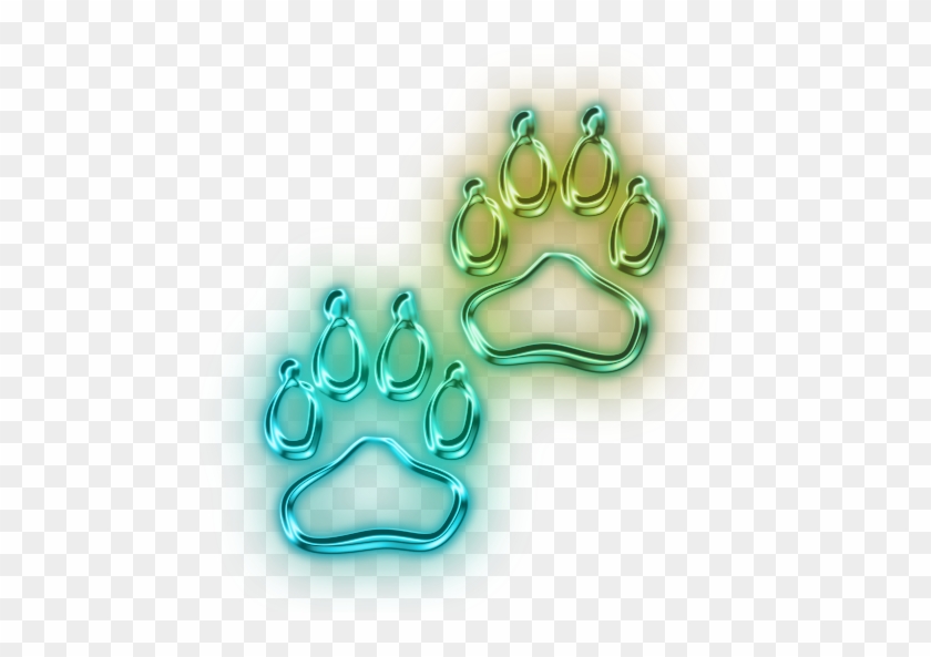 Neon Clipart Dog Paw - Blue And Green Paw Print #290741