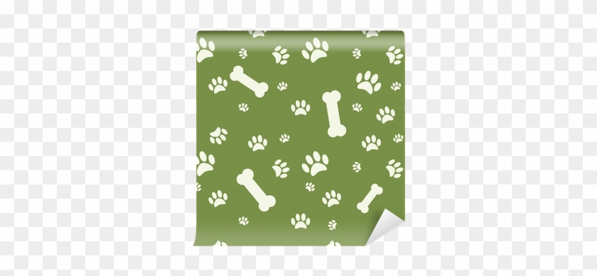 Background With Dog Paw Print And Bone On Green Wall - Brown Paw Print Background #290802
