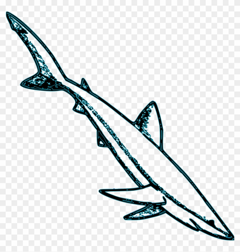 Fins Clipart Blue Shark - Blue Shark Outline #290939