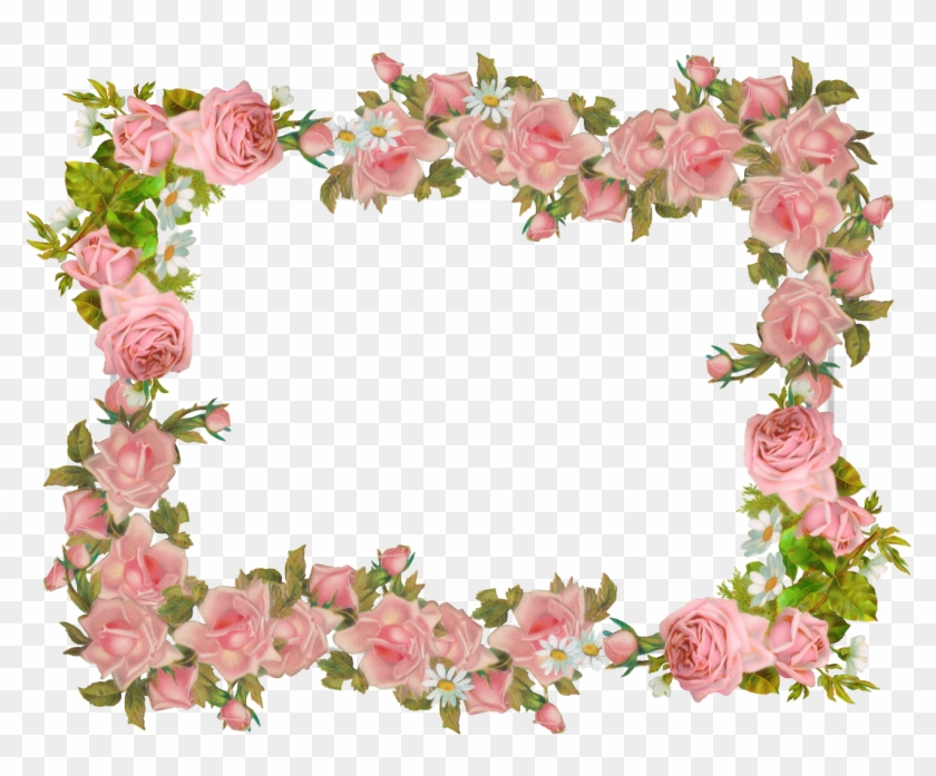 Free Digital Vintage Rose Frame And Scrapbooking Paper - Vintage Flower Frame Png #290952