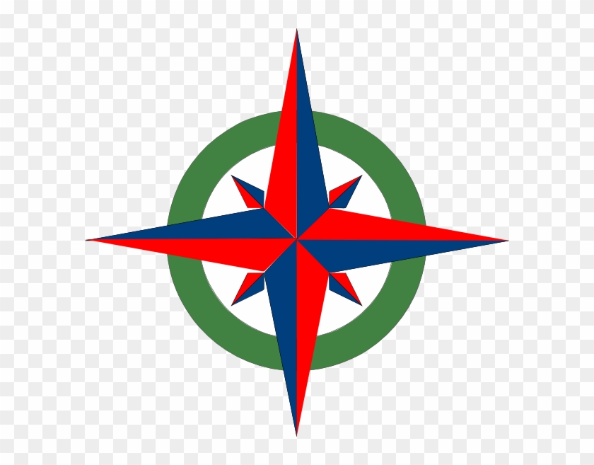 Compass Rose Red Blue Green Clip Art - Compass Rose With Color #290963