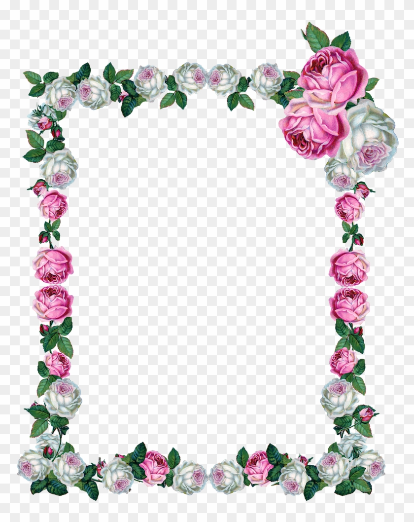 Free Digital Vintage Rose Frame Png - Rose Frame Transparent #290974