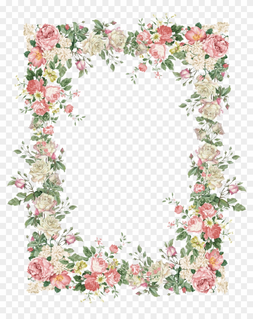 Free Digital Vintage Rose Frame Png - Flower Frame Png #290976