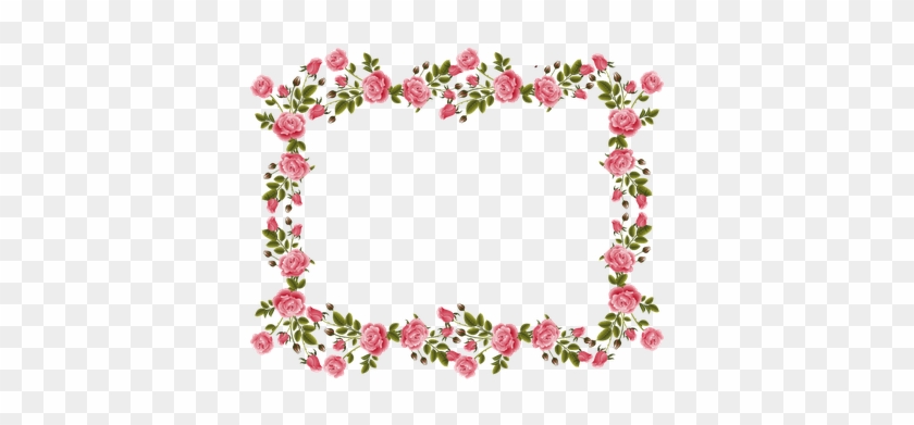 Free Vintage Pink Rose Frame By Meinlilapark Http - Floral Border Clip Art #290977