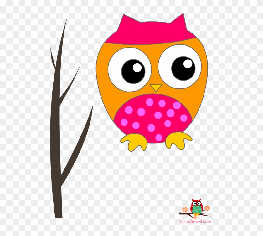 Pink Owl On A Branch Wall Sticker - Greeting Card #291048