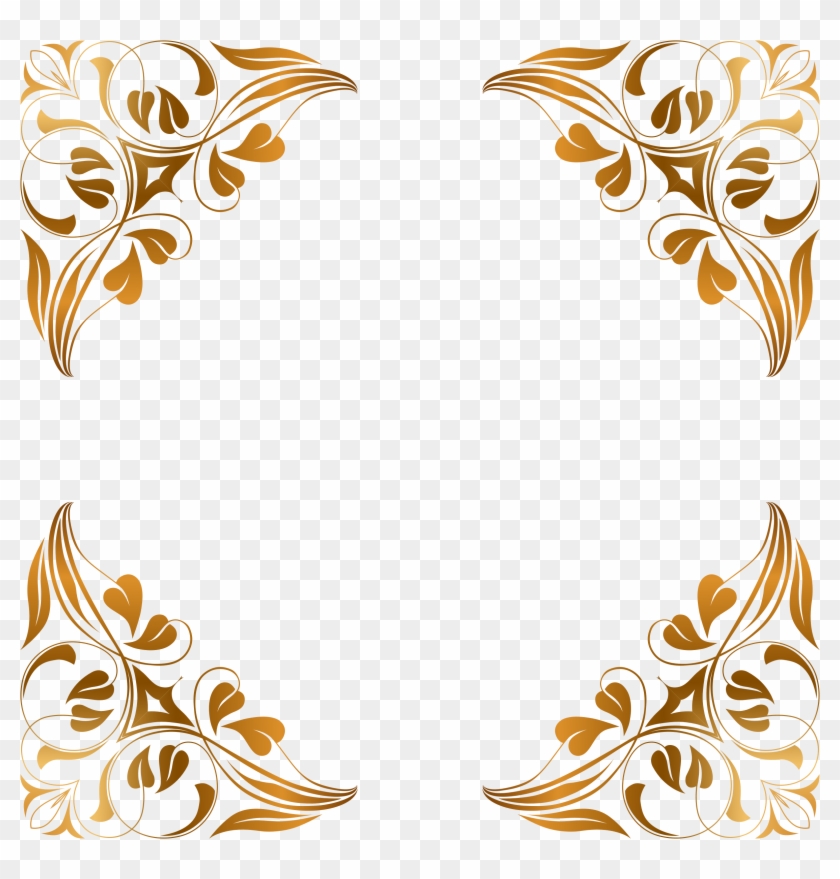 28 Collection Of Frame Design Flower Clipart - Gold Floral Border Png #291079