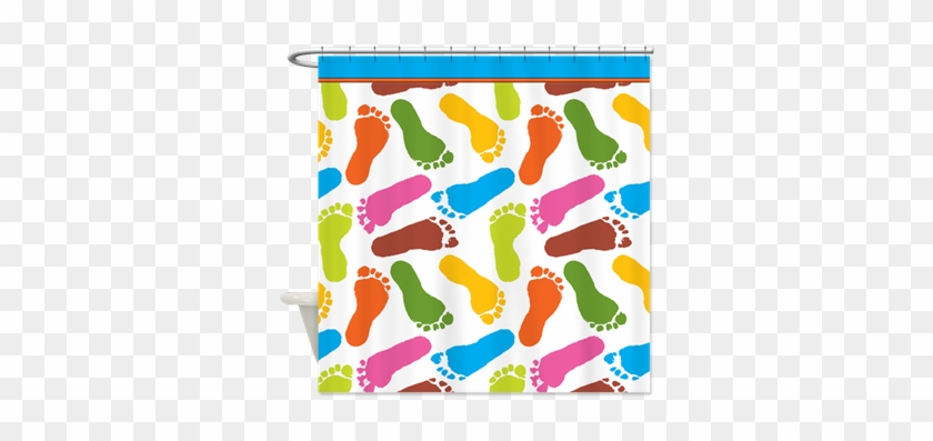 Colorful Footprints On White Shower Curtain Great For - Colorful Footprints On White Back Copy - Shower Curtains #291171