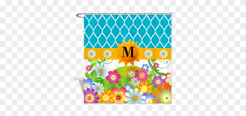 Spring Flowers Monogram Custom Shower Curtain - Spring Flowers Monogram Custom Throw Blanket #291177