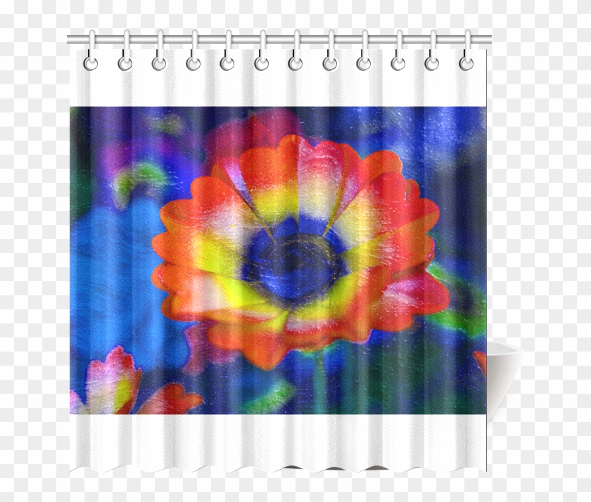 Colorful Tye Dye Flowers Shower Curtain - Window Valance #291178