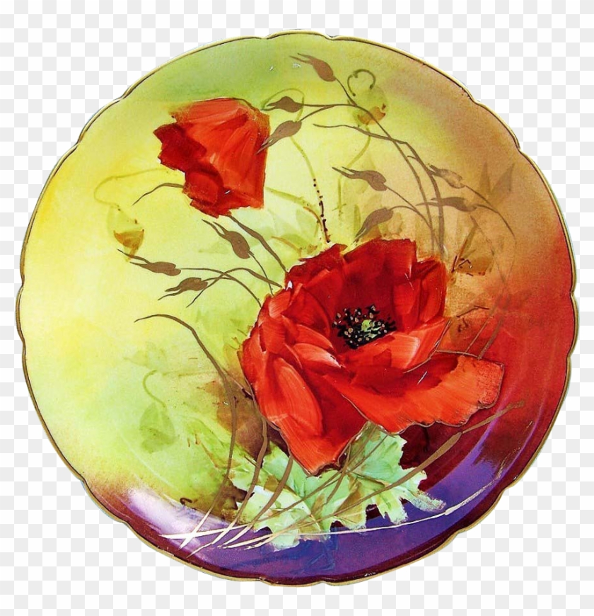 Gorgeous J - P - L - France Limoges 1900's Hand Painted - Poppy #291415