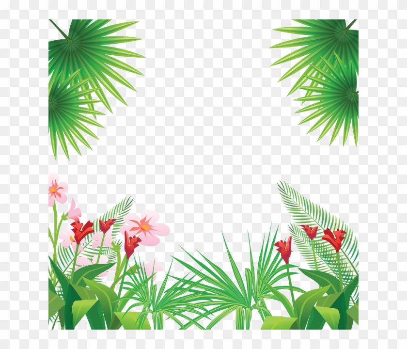 Tropical Leaves Flowers Frame, Tropical, Flowers Png - Tropical Flowers Png #291468