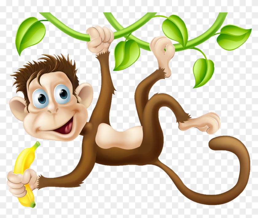 Chimpanzee Monkey Cartoon Clip Art - Monkeys Swinging In The Tree #291655