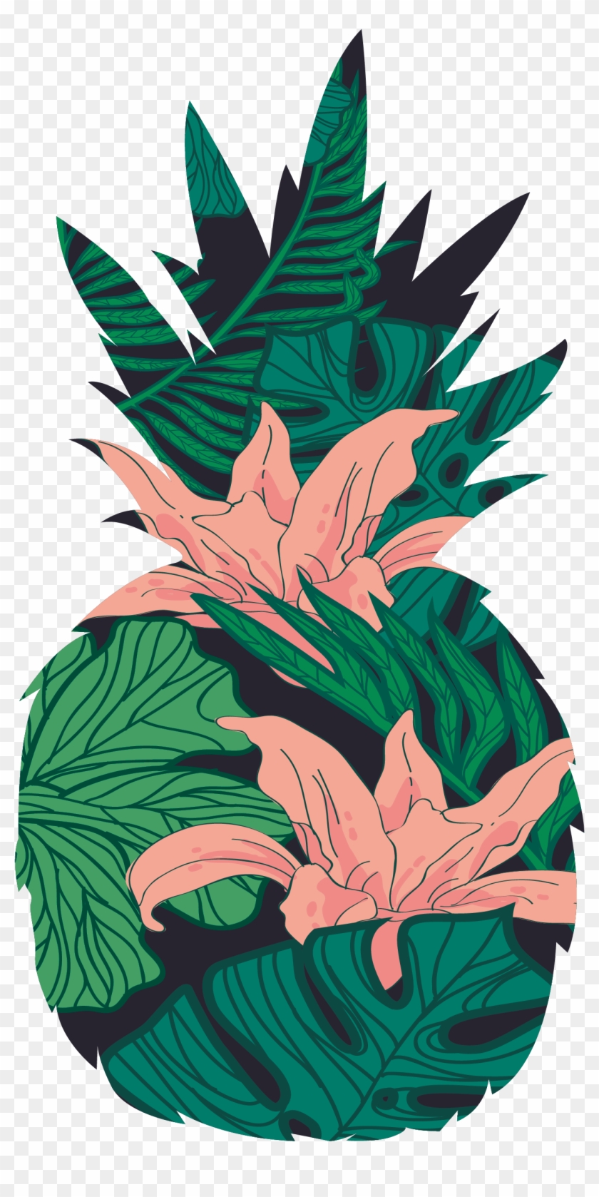 Tropical Flower Pineapple Pattern - Tropical Illustration Png #291708