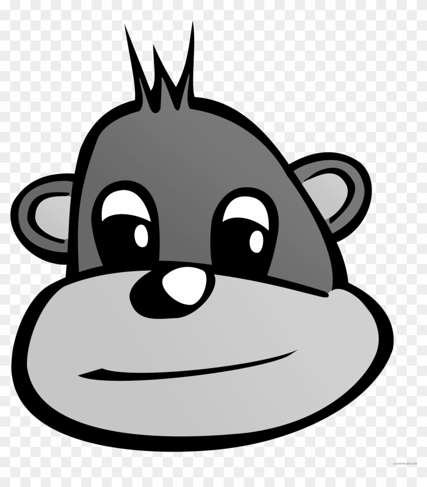 Monkey Face Animal Free Black White Clipart Images - Cartoon Monkey Head #291954