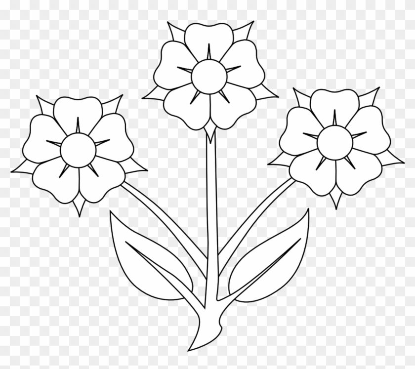 Black And White Flower Clip Art - 3 Flowers Clipart Black And White #292118