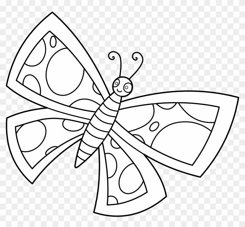 White Flower Clipart Colorable - Cute Butterfly Clip Art Black And White #292251