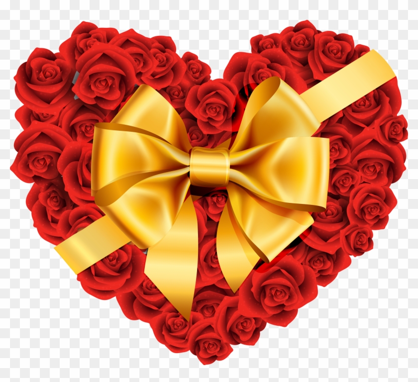 Heart Flowers Clip Art - Rose And Heart Png #292384