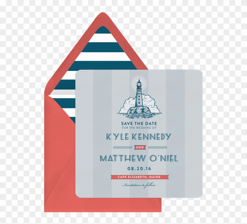 Little Lighthouse Save The Date In Blue - Triangle #292766