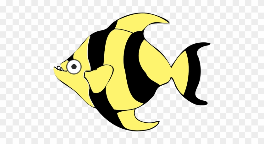 Black Cartoon Fish Sea Stripes Tropical Ye - Tropical Fish Shower Curtain #292941