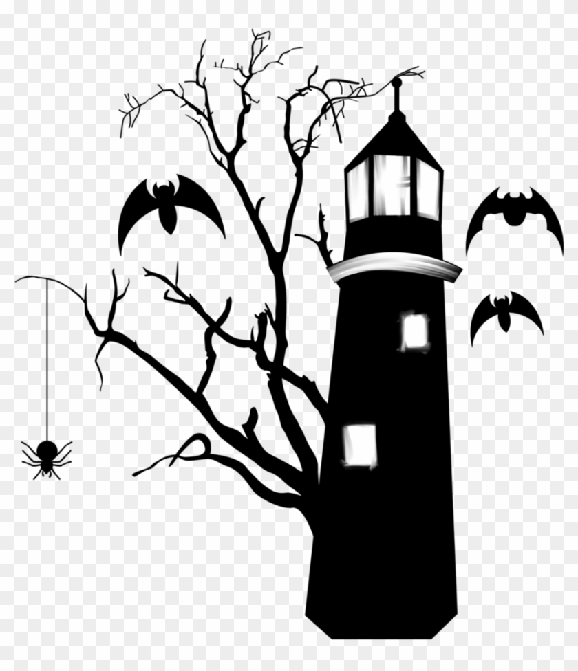 Haunted Lighthouse With Bats Wall Sticker Kids Monsters - Wall Decal #292947