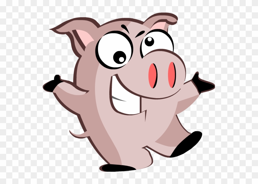 Cartoon Pig Illustration With A Funny Face And A Mean - Illustration #293228