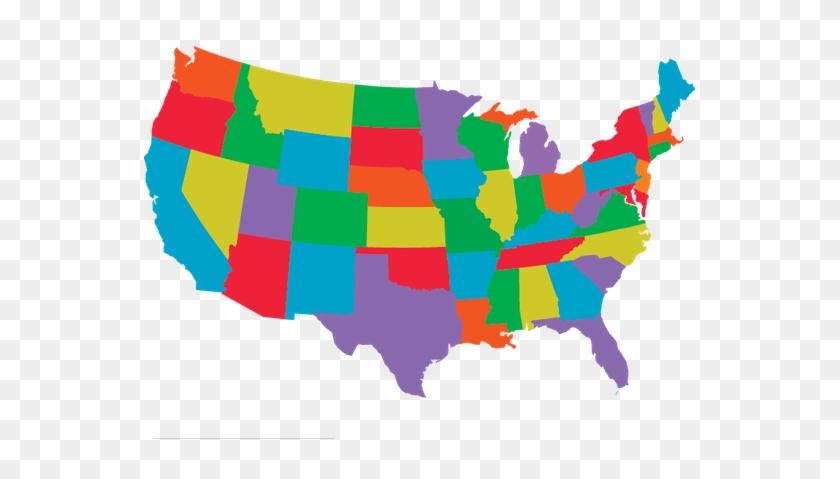 Colorful Usa With Individual States Outlines - Aspen Dental Jobs #293406