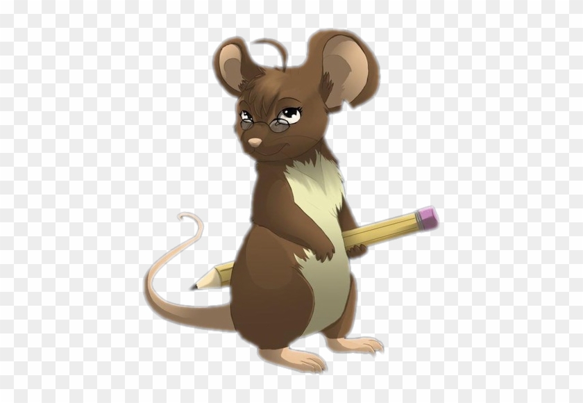 Brown Mouse With Pencil Cartoon Clipart - Cartoon Mouse With Pencil #293491