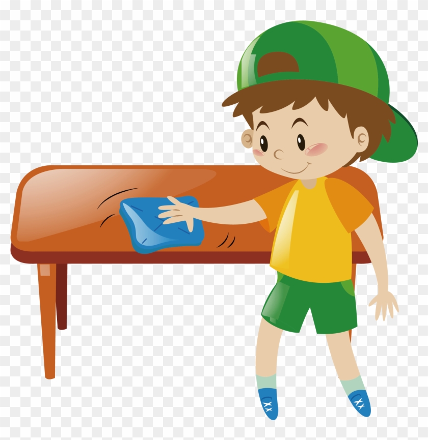 Table Cleaning Clip Art - Boy Cleaning Table #293511