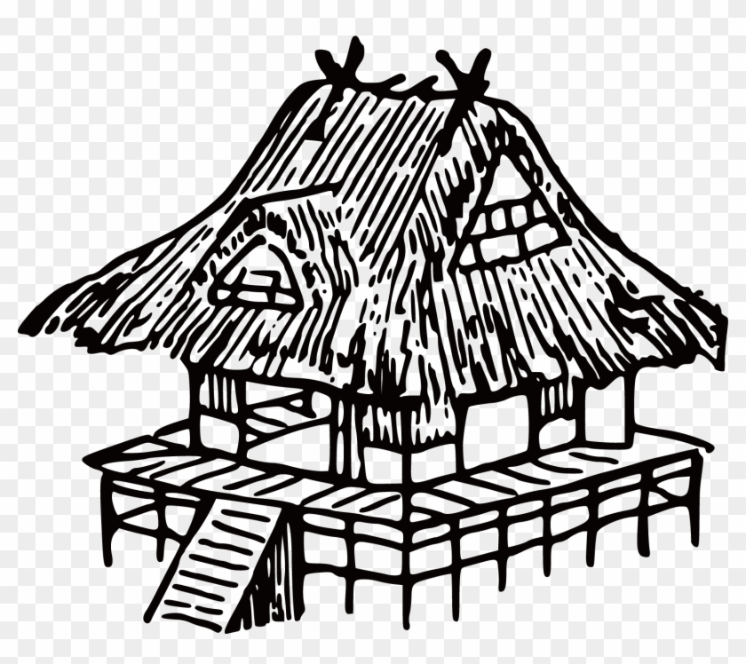Little Japanese House - Black And White The Hut Drawing #293567