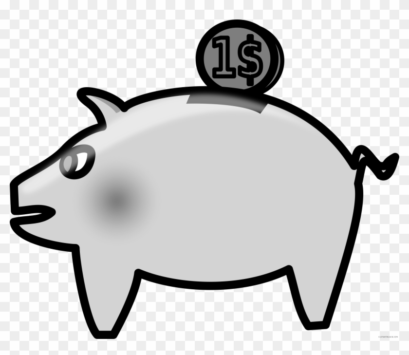 Piggy Bank Animal Free Black White Clipart Images Clipartblack - Piggy Bank #293713