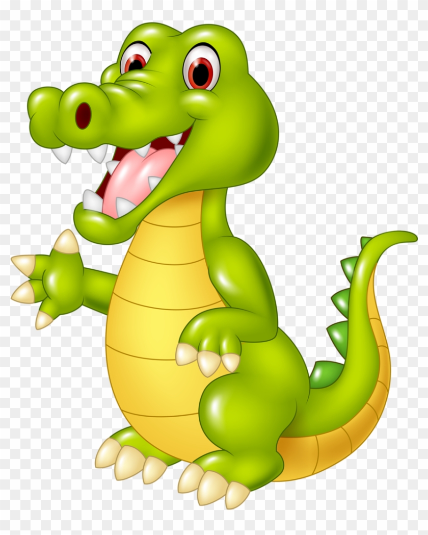 Cartoon Funny Crocodile Waving Hand Isolated On White - Клипарт Крокодил #293738