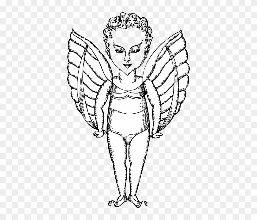 One, Outline, Girl, Angel, Fly, Winged, Wings - Girl Angel Drawing Trase #293742