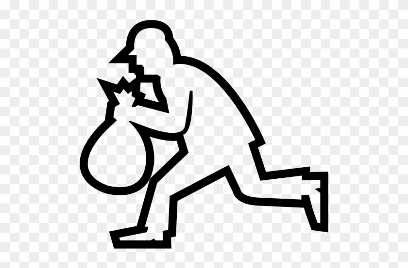 Robber Running Silhouette With A Bag Â‹† Free Vectors, - Robber Outline #293827
