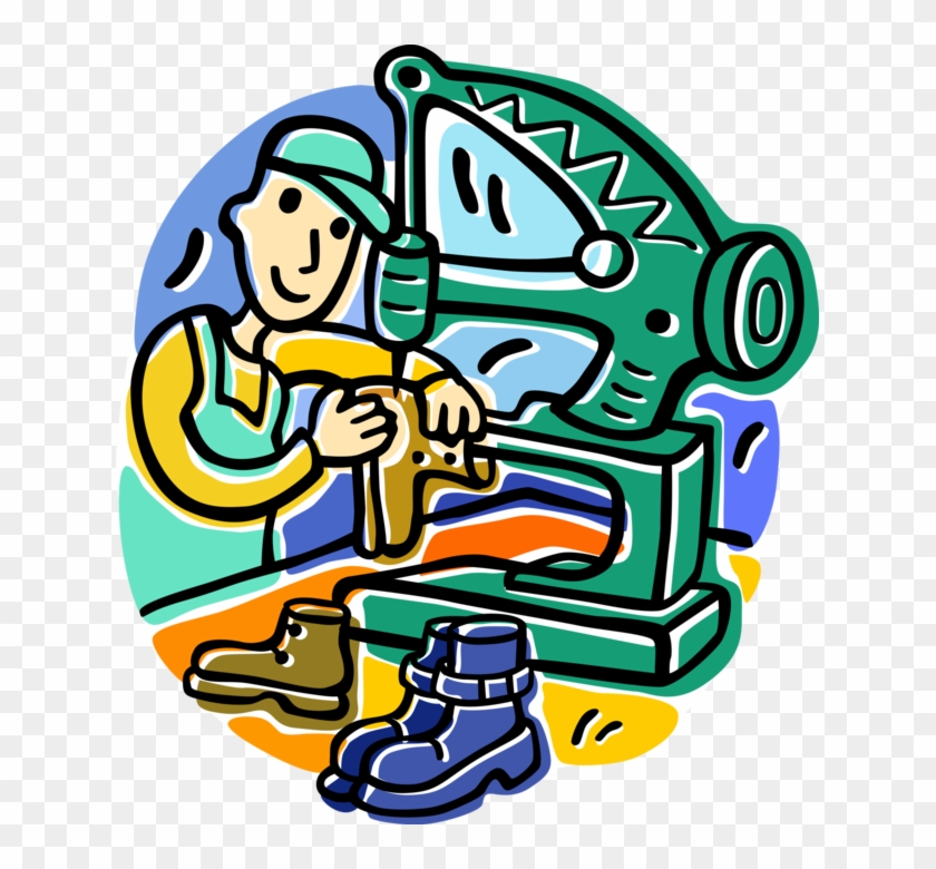 Vector Illustration Of Cobbler Shoemaker Makes Footwear - Vector Illustration Of Cobbler Shoemaker Makes Footwear #293882