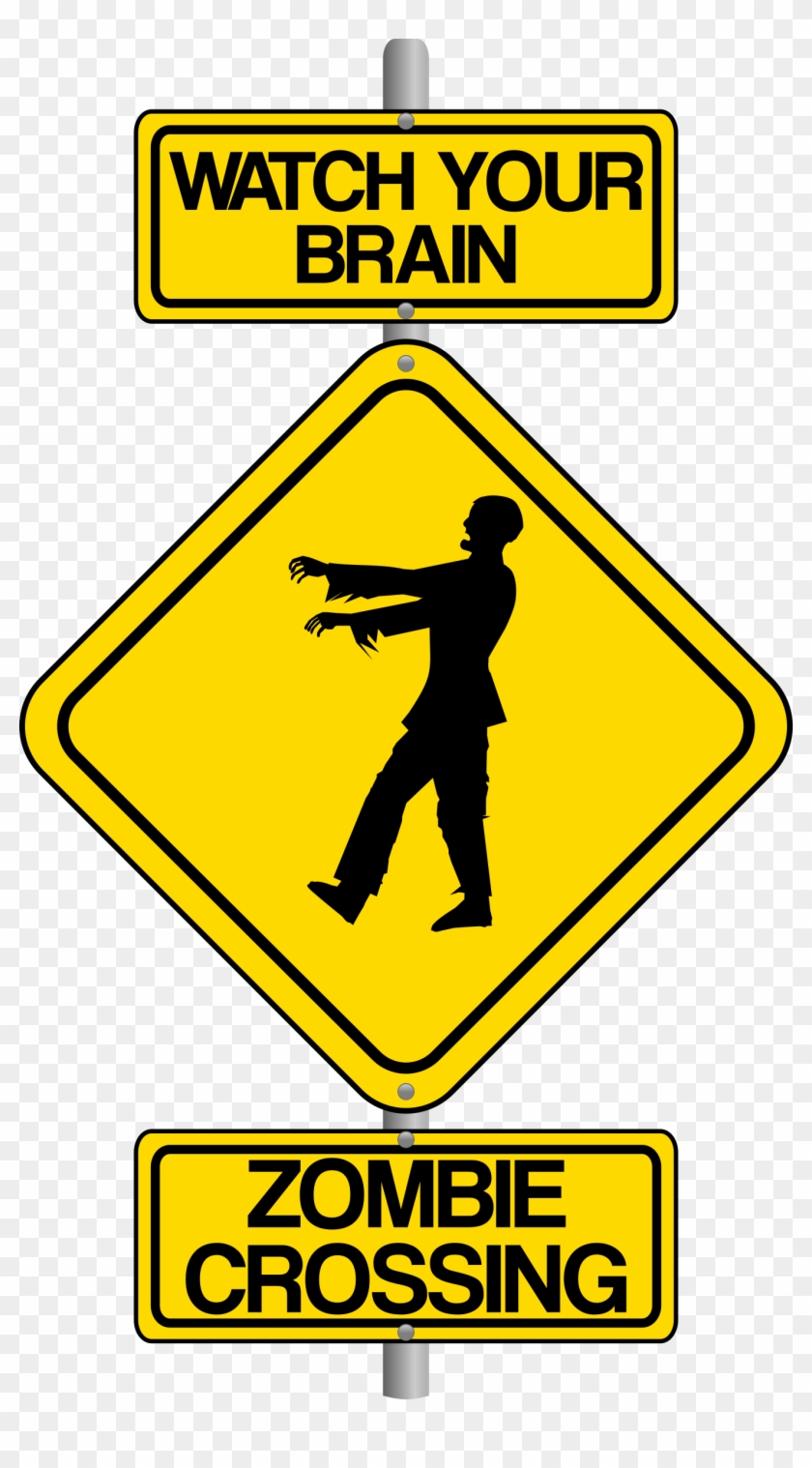 Zombie Crossing The Street Comic Traffic Sign - Halloween Zombie Clip Art #294268