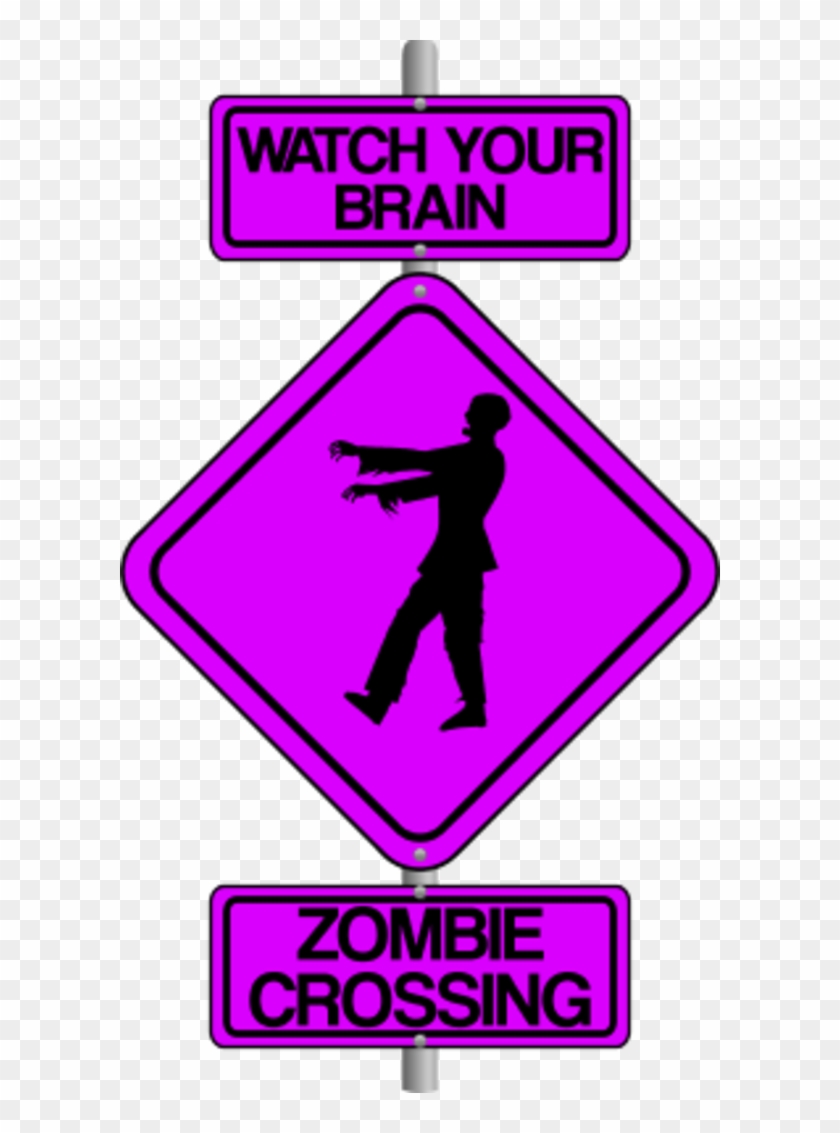 Zombie Crossing The Street Comic Traffic Sign - Zombies Traffic Sign #294275