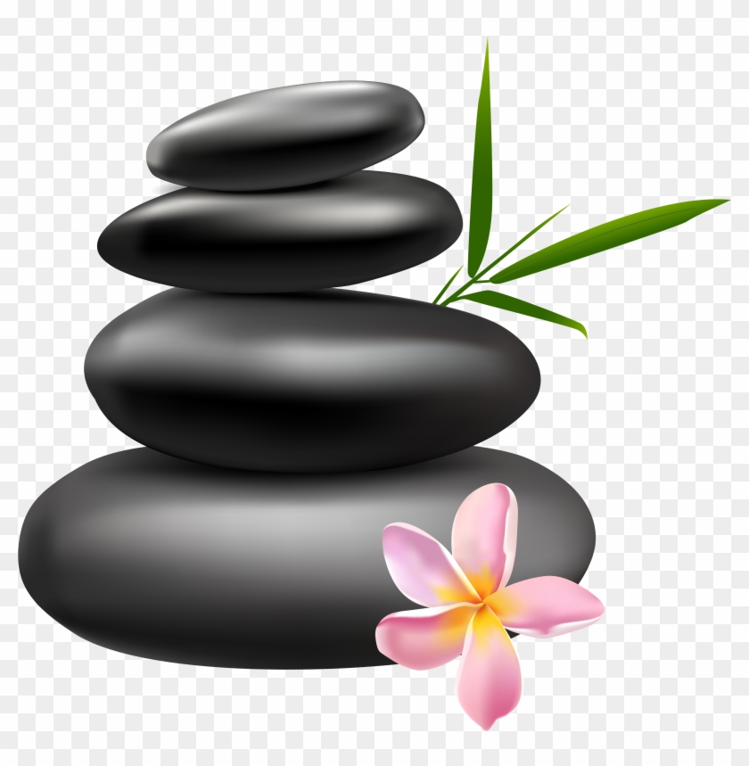 Spa Stones With Pink Flower Png Clipart Image - Spa Clipart Png #295149