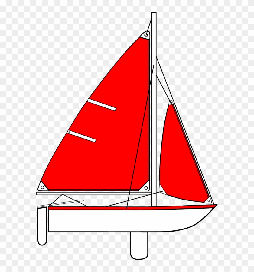 Sail Boat With Long Sail And Mast - Red Boat Clipart #295200