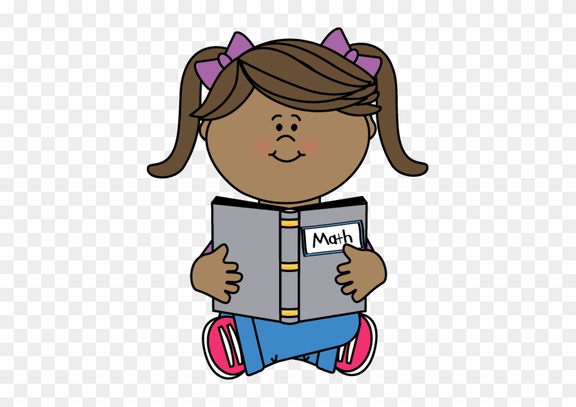 Girl Reading A Math Book Clip Art - Students Doing Math Clipart #295280