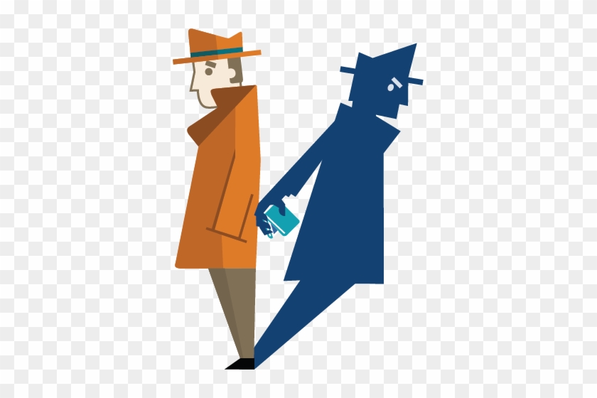 Unsuspecting Man Standing, His Shadow Personified And - Transparent Identity Theft Clipart #295374